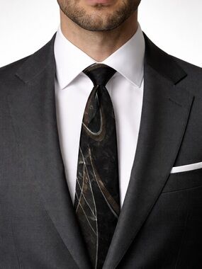 Vintage Puritan Clip On Tie Abstract Black Brown Y2K Luxe